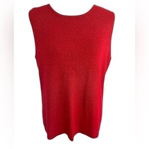 Laura Scott red metallic sleeveless knit tank sweater